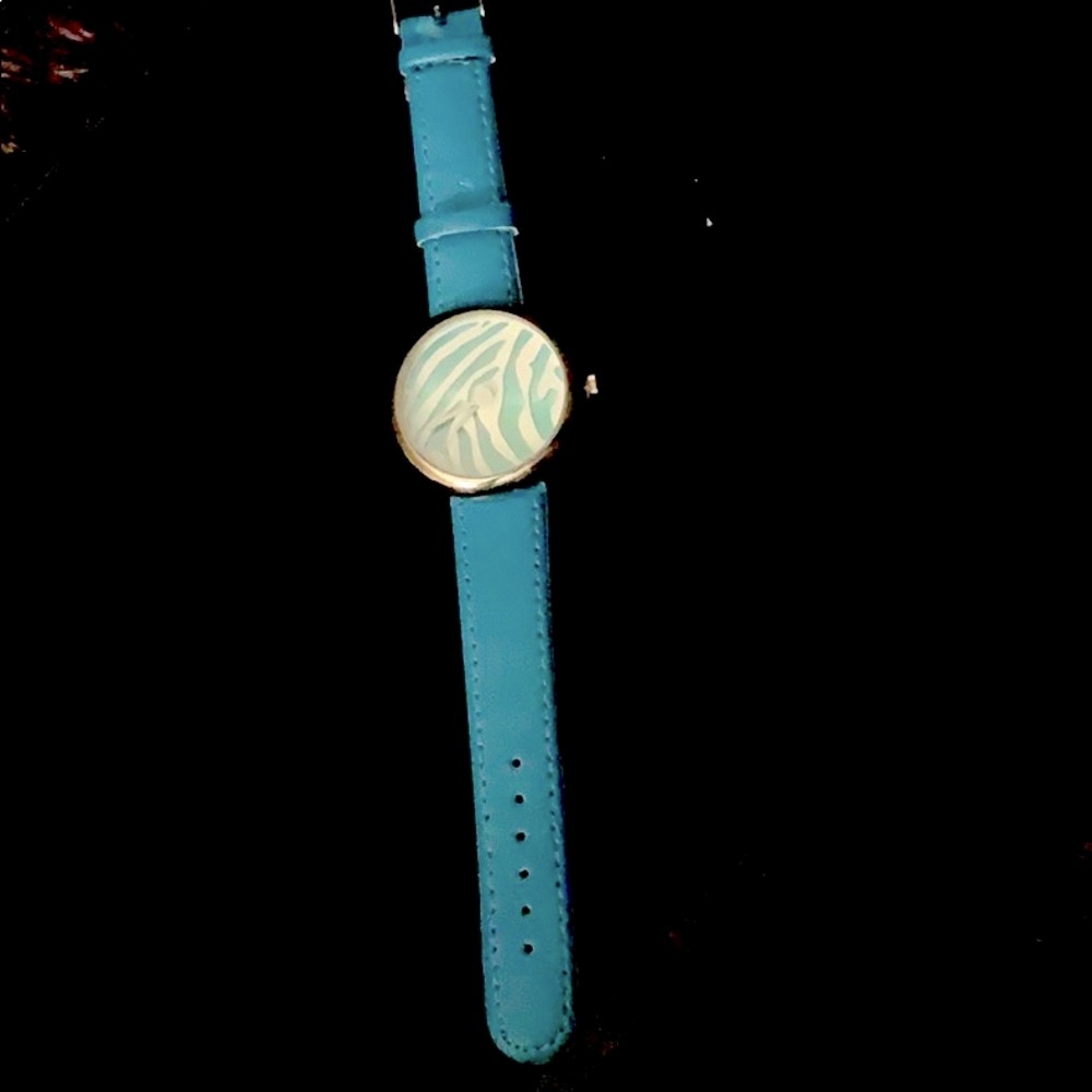Zebra Print Watch Vintage Turquoise Y2K Leather Adjustable Band Animal Print